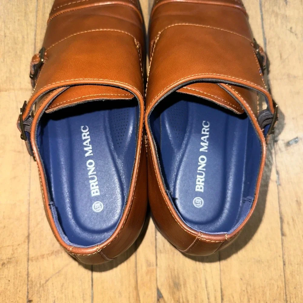 Bruno Marc Hutchingsonwide 2 Formal Shoes Mens 6.5 Brown Leather Monk Strap‎